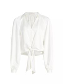 Shop Ramy Brook Posh Emily Satin Bishop-Sleeve Blouse at Saks Fifth Avenue