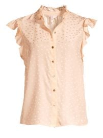 Shop Rebecca Taylor Silk Jacquard Heart Ruffle Blouse at Saks Fifth Avenue