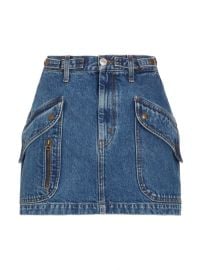 Shop Redone Racer Denim Miniskirt Saks Fifth Avenue at Saks Fifth Avenue