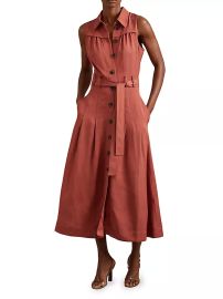 Shop Reiss Heidi Belted Sleeveless Shirtdress at Saks Fifth Avenue