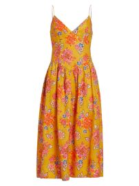 Shop Rhode Sophie Linen Floral Midi-Dress at Saks Fifth Avenue