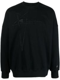 Shop Rick Owens X Champion logo-embroidered pullover sweatshirt with Express Delivery - at Farfetch