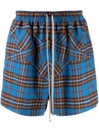 Shop Rick Owens panelled plaid drawstring short with Express Delivery - at Farfetch