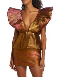 Shop Ronny Kobo Calin Puff-Sleeve Peplum Dress at Saks Fifth Avenue