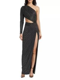 Shop Ronny Kobo Lorinna Metallic Cut Out Slit Gown at Saks Fifth Avenue