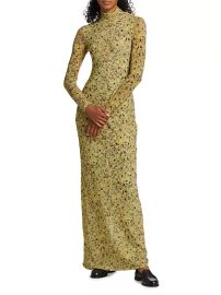 Shop Rosetta Getty Long-Sleeve Mesh Maxi Dress at Saks Fifth Avenue