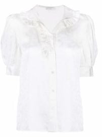 Shop SANDRO ruffle-detail floral blouse with Express Delivery - at Farfetch