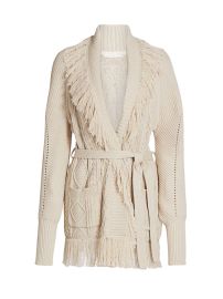 Shop SIMKHAI Anina Fisherman Knit Fringe Cardigan at Saks Fifth Avenue