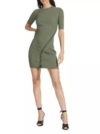 Shop SIMKHAI Gilly Lace-Up Ribbed Minidress Saks Fifth Avenue at Saks Fifth Avenue