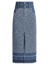 Shop SIMKHAI Maddy Denim amp Knit Midi Skirt at Saks Fifth Avenue