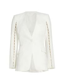 Shop SIMKHAI Maizie Embellished Crepe Collarless Cocktail Blazer Saks Fifth Avenue at Saks Fifth Avenue