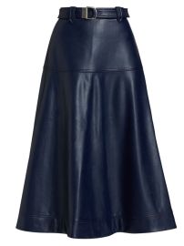 Shop SIMKHAI Mayson Faux-Leather Belted Midi-Skirt at Saks Fifth Avenue