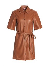 Shop STAUD Blaze Faux-Leather Belted Dress up to 70 Off at Saks Fifth Avenue