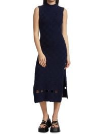 Shop STAUD Glacier Checker-Knit Midi Dress at Saks Fifth Avenue