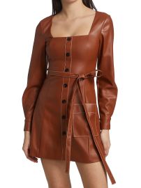 Shop STAUD Oz Faux Leather Belted Dress at Saks Fifth Avenue