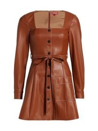 Shop STAUD Oz Faux Leather Belted Dress at Saks Fifth Avenue