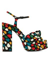 Shop Saint Laurent Bianca Heart-Print Silk Platform Sandals at Saks Fifth Avenue