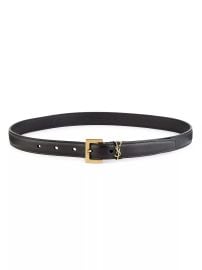 Shop Saint Laurent Cassandre Thin Belt with Square Buckle in Grained Leather at Saks Fifth Avenue