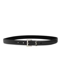 Shop Saint Laurent Cassandre Thin Belt with Square Buckle in Lacquered Leather at Saks Fifth Avenue