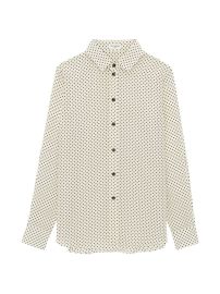 Shop Saint Laurent Classic Shirt In Dotted Crepe De Chine at Saks Fifth Avenue