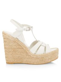 Shop Saint Laurent Tribute Leather Espadrille Wedge Sandals at Saks Fifth Avenue