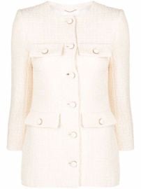 Shop Saint Laurent collarless tweed jacket with Express Delivery - at Farfetch