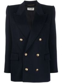 Shop Saint Laurent embossed-buttons double-breasted blazer with Express Delivery - at Farfetch