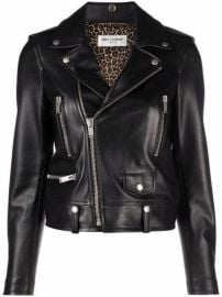 Shop Saint Laurent leather biker jacket with Express Delivery - at Farfetch