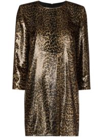 Shop Saint Laurent metallic leopard-print mini dress with Express Delivery - at Farfetch