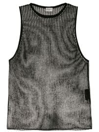 Shop Saint Laurent sheer ribbed tank top with Express Delivery - at Farfetch