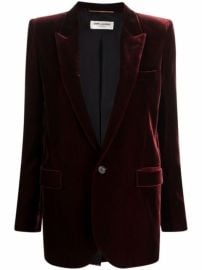 Shop Saint Laurent single-breasted velvet blazer with Express Delivery - at Farfetch