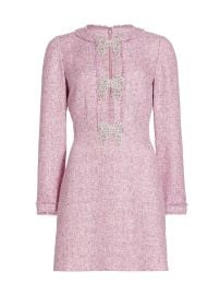 Shop Saloni Camille Bow Tweed Minidress at Saks Fifth Avenue