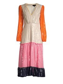 Shop Saloni Devon Colorblock Silk Sequin Dress at Saks Fifth Avenue