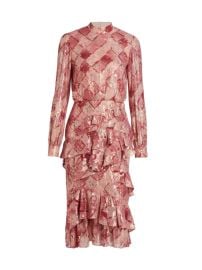 Shop Saloni Isa Metallic Printed Ruffled Dress at Saks Fifth Avenue