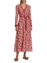 Shop Saloni Lea Silk Floral Long-Sleeve Midi Dress at Saks Fifth Avenue