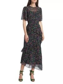 Shop Saloni Vida Ruffled Silk Georgette Midi-Dress at Saks Fifth Avenue