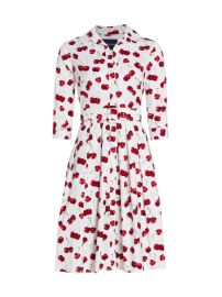 Shop Samantha Sung Audrey Summer Cherry-Print Shirtdress at Saks Fifth Avenue