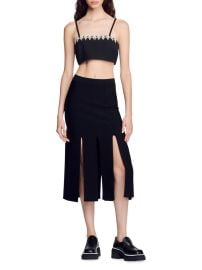 Shop Sandro Cathy Embellished Satin Crop Top at Saks Fifth Avenue