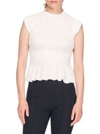 Shop Sandro Corinne Smocked Cotton-Blend Tee at Saks Fifth Avenue