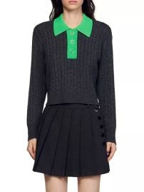 Shop Sandro Cropped Cable-Knit Sweater at Saks Fifth Avenue