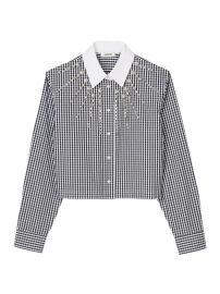 Shop Sandro Cropped Shirt with Rhinestone Bib at Saks Fifth Avenue