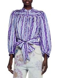 Shop Sandro Cropped Silk Shirt With A Floral Print at Saks Fifth Avenue