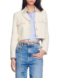 Shop Sandro Edma Cropped Tweed Blazer at Saks Fifth Avenue