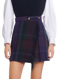 Shop Sandro Fringed Plaid Wool Wrap Skirt at Saks Fifth Avenue