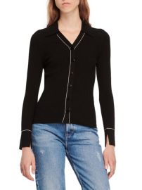 Shop Sandro Gab Rib-Knit V-Neck Cardigan at Saks Fifth Avenue