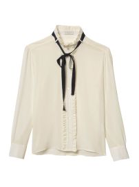 Shop Sandro Hanni Tie-Neck Silk Blouse at Saks Fifth Avenue