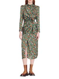 Shop Sandro Lueur Floral Draped Midi-Dress at Saks Fifth Avenue