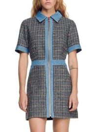 Shop Sandro Mary Denim-Trim Minidress at Saks Fifth Avenue