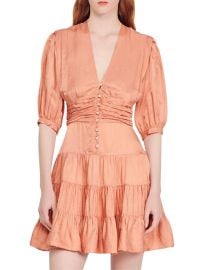 Shop Sandro Mylene Gathered Button-Front Minidress at Saks Fifth Avenue