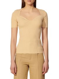 Shop Sandro Safran Rib Knit Top With Sweetheart Neckline at Saks Fifth Avenue